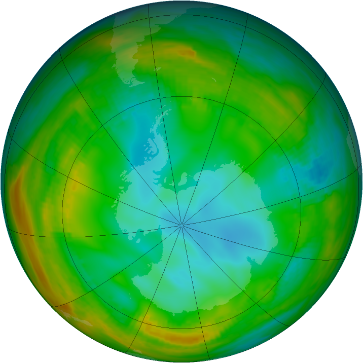 Antarctic ozone map for 15 July 1981